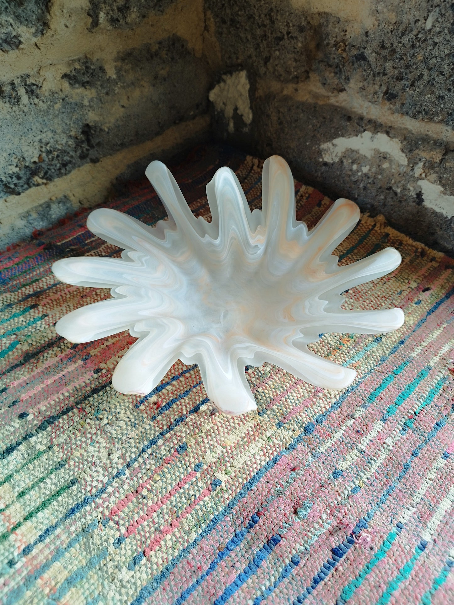 Grande coupe en verre de Murano en forme coquillage